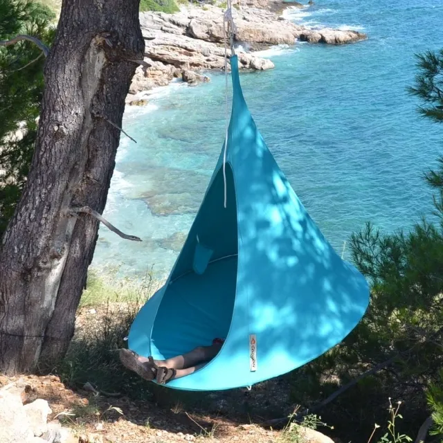Single hanging chair turquoise by Cacoon HI-SLB10 color green